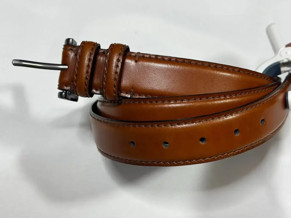 Handmade Brown Leather Belt Made in Italy Size 42